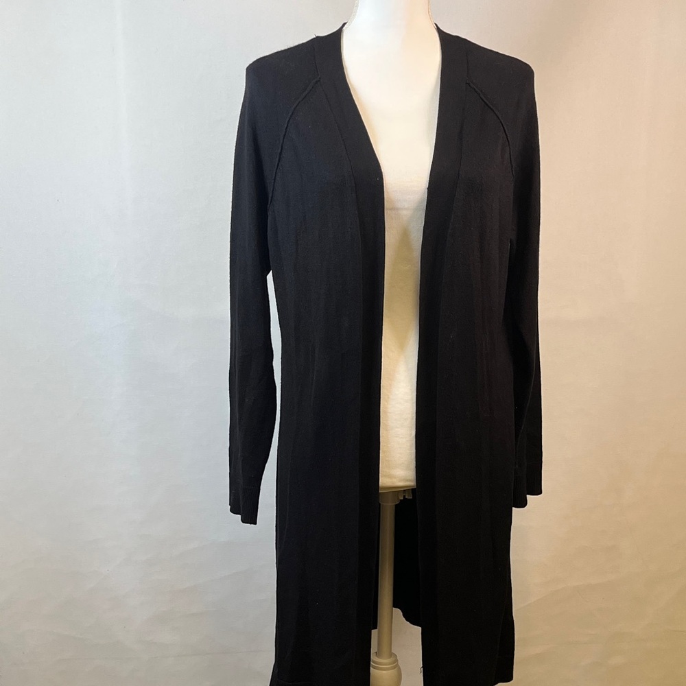 Isela Cardigan Sweater Women's Size M Black Full Length Long Open Front Duster